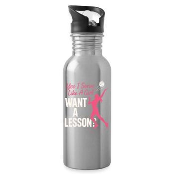 Yes I Serve Like A Girl Want A Lesson? - Trinkflasche mit integriertem Trinkhalm - Lightsilver - Rechts