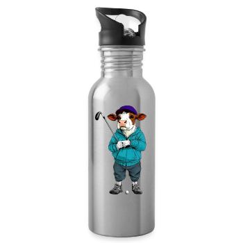 Kühe Golf - Trinkflasche mit integriertem Trinkhalm - Lightsilver - Rechts