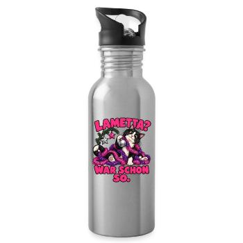 Lametta? War schon so. – Weihnachtskatze - Trinkflasche mit integriertem Trinkhalm - Lightsilver - Rechts