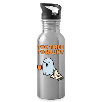 Zu müde, um lustige, schläfrige Geister-Halloween zu verfolgen - Trinkflasche mit integriertem Trinkhalm - Lightsilver - Rechts