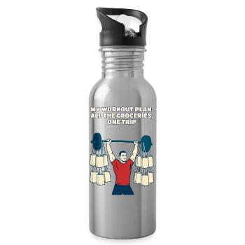 Mein Workout-Plan Alle Lebensmittel Ein Trip Lustig - Trinkflasche mit integriertem Trinkhalm - Lightsilver - Rechts