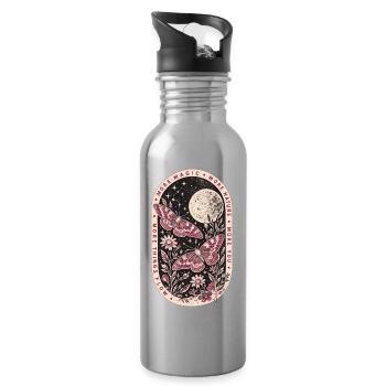 More Magic, More Nature – Mystische Nachtfalter - Trinkflasche mit integriertem Trinkhalm - Lightsilver - Rechts