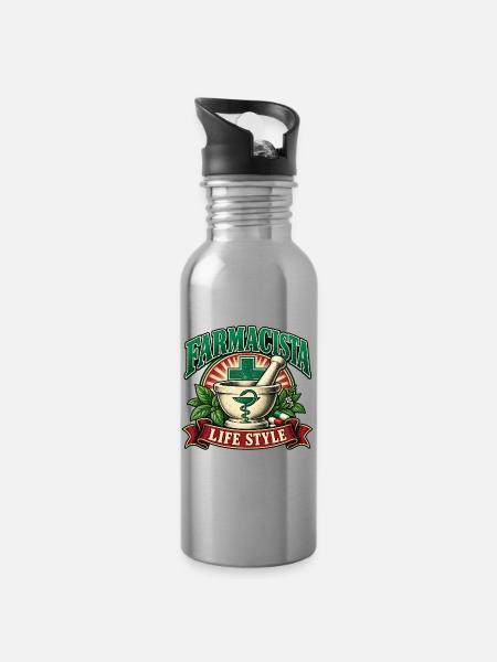 Lebensstil als Apotheker - Trinkflasche mit integriertem Trinkhalm - Lightsilver