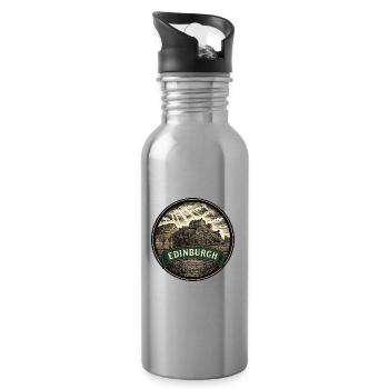 Edinburgh Scotland Travel Badge Castle Souvenir - Trinkflasche mit integriertem Trinkhalm - Lightsilver - Rechts