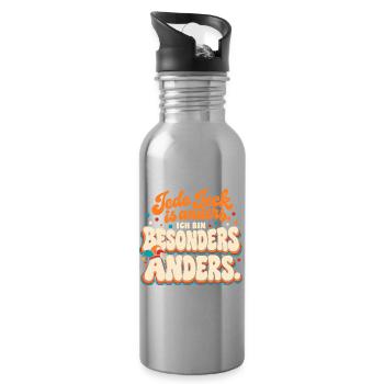 Jede Jeck is anders Ich bin besonders anders Köln - Trinkflasche mit integriertem Trinkhalm - Lightsilver - Rechts