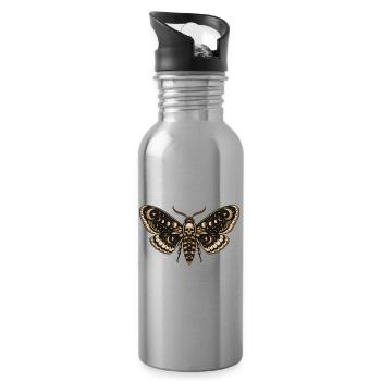 Mondmotte mit Totenkopf kosmischer Horror - Trinkflasche mit integriertem Trinkhalm - Lightsilver - Rechts