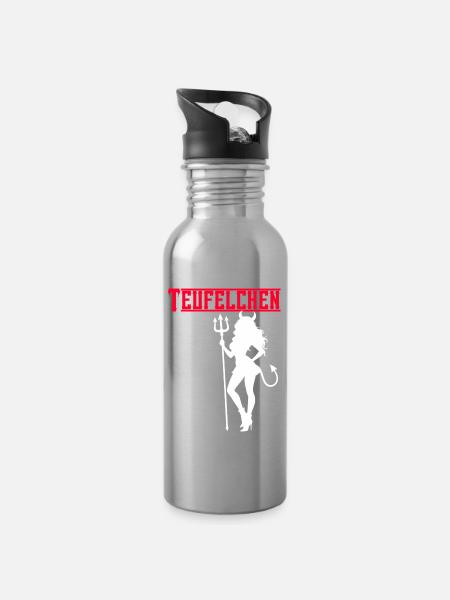 Teufelchen - Trinkflasche mit integriertem Trinkhalm - Lightsilver