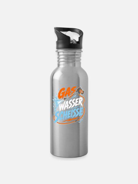 Gas Wasser Scheiße Klempner - Trinkflasche mit integriertem Trinkhalm - Lightsilver