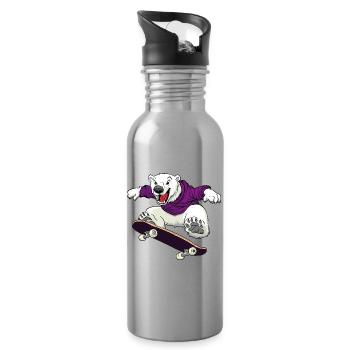 Skater Eisbär Skateboard - Trinkflasche mit integriertem Trinkhalm - Lightsilver - Rechts