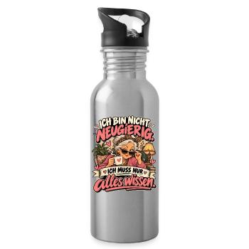 Neugierige Großmutter Spruch - Trinkflasche mit integriertem Trinkhalm - Lightsilver - Rechts