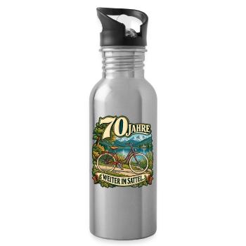 70 Jahre Weiter im Sattel - Trinkflasche mit integriertem Trinkhalm - Lightsilver - Rechts