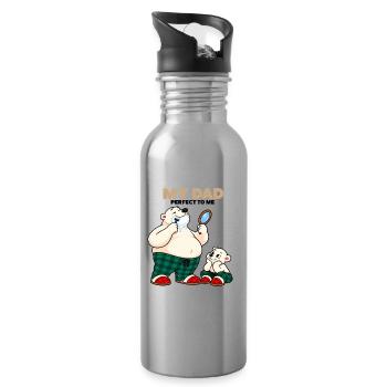 Papa – lustiger Eisbär-Vater - Trinkflasche mit integriertem Trinkhalm - Lightsilver - Rechts