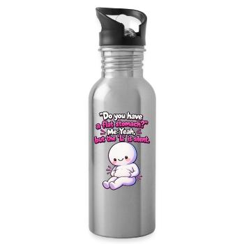Flat Stomach? Funny Body Positivity Meme - Trinkflasche mit integriertem Trinkhalm - Lightsilver - Rechts