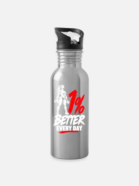 Fitnessstudio-Motivation für Mädchen - Trinkflasche mit integriertem Trinkhalm - Lightsilver