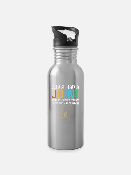 Hüfte Hüftgelenk Hüften - Trinkflasche mit integriertem Trinkhalm - Lightsilver