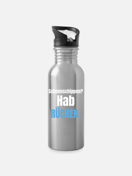Schneeschippen? Hab Rücken. - Trinkflasche mit integriertem Trinkhalm - Lightsilver