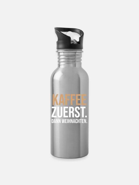 Kaffee zuerst. Dann Weihnachten. - Trinkflasche mit integriertem Trinkhalm - Lightsilver