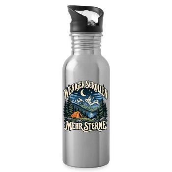Weniger Scrollen Mehr Sterne - Trinkflasche mit integriertem Trinkhalm - Lightsilver - Rechts
