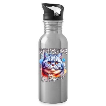 Britisch Kurzhaar Katze Flüsterer - Trinkflasche mit integriertem Trinkhalm - Lightsilver - Rechts
