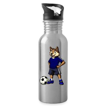 Fussball Wolf Blau - Trinkflasche mit integriertem Trinkhalm - Lightsilver - Rechts