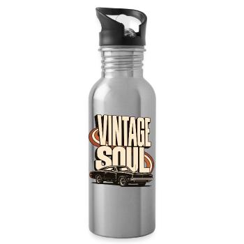 Vintage Soul Classic Car - Trinkflasche mit integriertem Trinkhalm - Lightsilver - Rechts
