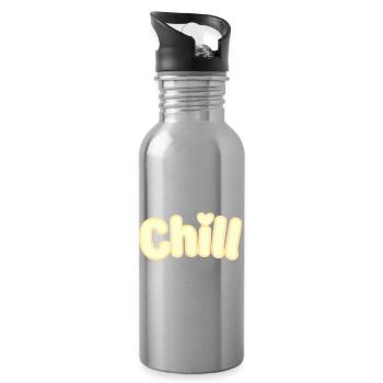Chill Pastel Gelb Weiche Typografie - Trinkflasche mit integriertem Trinkhalm - Lightsilver - Rechts