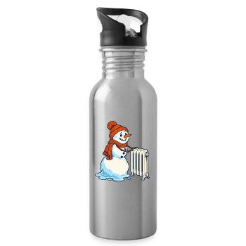 Winter Schneemann Wärme - Trinkflasche mit integriertem Trinkhalm - Lightsilver - Rechts