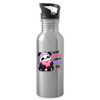 Panda Gefühle Groß Sein - Trinkflasche mit integriertem Trinkhalm - Lightsilver - Rechts