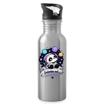 Panda Astronaut auf Umlaufbahn - Trinkflasche mit integriertem Trinkhalm - Lightsilver - Rechts