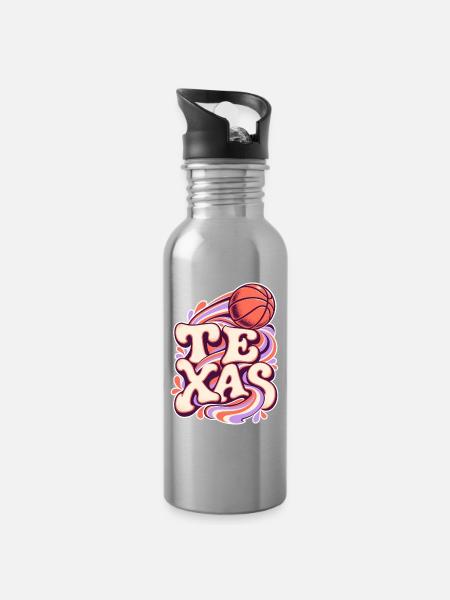 Texas Hoop Swirl - Trinkflasche mit integriertem Trinkhalm - Lightsilver