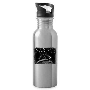 Solutions – Mädchen auf der Weltkugel unter Sterne - Trinkflasche mit integriertem Trinkhalm - Lightsilver - Rechts