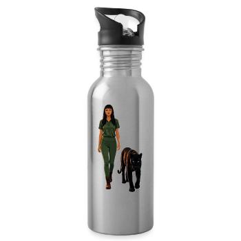 Panther - Trinkflasche mit integriertem Trinkhalm - Lightsilver - Rechts