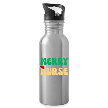 Frohe Nurse Weihnachtspullover Retro Nurse Geschenk - Trinkflasche mit integriertem Trinkhalm - Lightsilver - Rechts