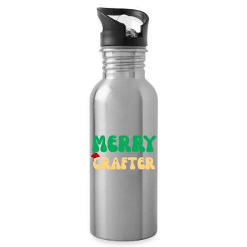 Fröhliches Bastelhandwerker-Weihnachtsgeschenk Retro-DIY-Stricken Ho - Trinkflasche mit integriertem Trinkhalm - Lightsilver - Rechts