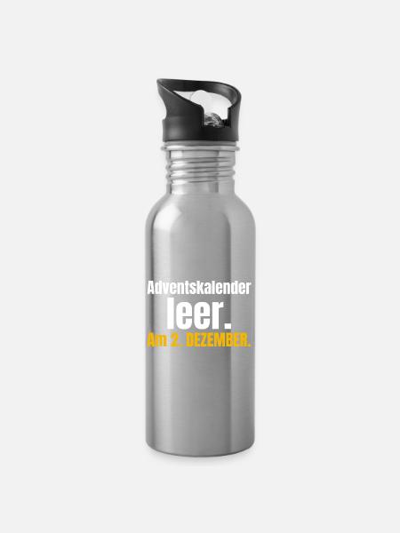 Adventskalender leer. Am 2. Dezember. - Trinkflasche mit integriertem Trinkhalm - Lightsilver