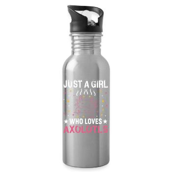 Just A Girl Who Loves Axolotls Pink Stars - Trinkflasche mit integriertem Trinkhalm - Lightsilver - Rechts