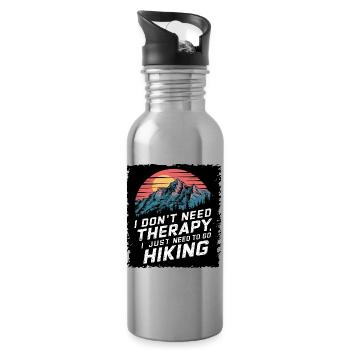 Ich Brauche Keine Therapie, Ich Muss Nur Wandern - Trinkflasche mit integriertem Trinkhalm - Lightsilver - Rechts
