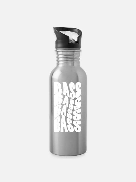 Fetter Bass-Typografie - Trinkflasche mit integriertem Trinkhalm - Lightsilver