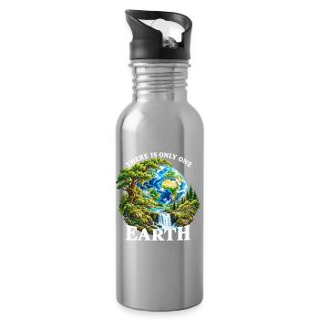 Erde: Einzigartige Naturwelt - Trinkflasche mit integriertem Trinkhalm - Lightsilver - Rechts