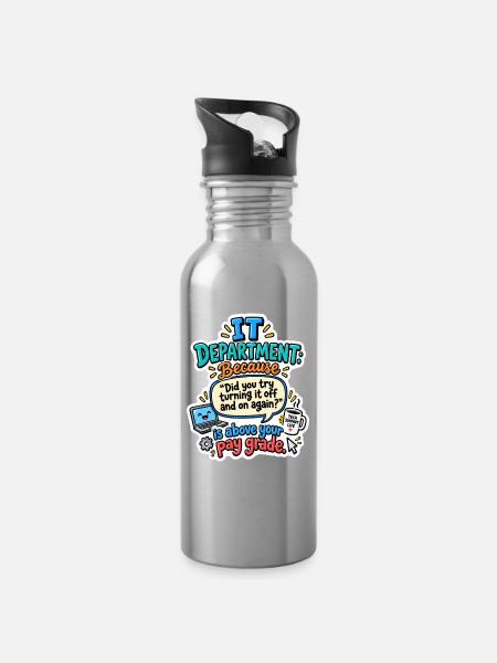 IT Abteilung Neustart Witz - Trinkflasche mit integriertem Trinkhalm - Lightsilver