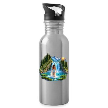 Magischer Wasserfall - Trinkflasche mit integriertem Trinkhalm - Lightsilver - Rechts