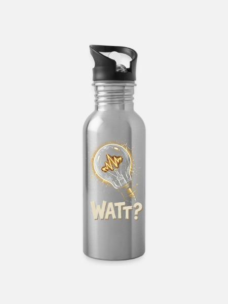 Watt Elektriker Lustiger Spruch Glühbirne - Trinkflasche mit integriertem Trinkhalm - Lightsilver