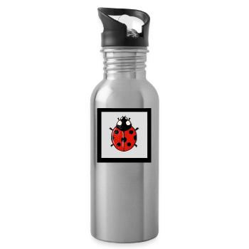 Cartoon-rote Marienkäfer - Trinkflasche mit integriertem Trinkhalm - Lightsilver - Rechts