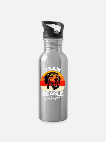 Team Beagle - Trinkflasche mit integriertem Trinkhalm - Lightsilver