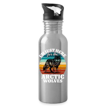 Lustige Polarwolf Sprüche - Trinkflasche mit integriertem Trinkhalm - Lightsilver - Rechts