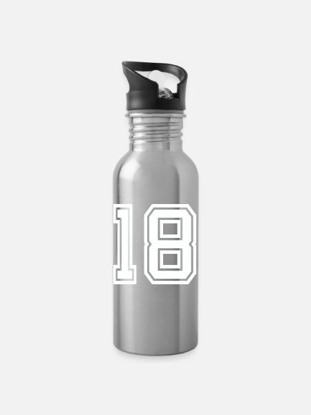 Geometrische 18 Umrisse – Blockstil - Trinkflasche mit integriertem Trinkhalm - Lightsilver
