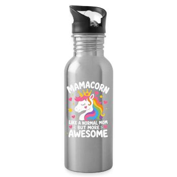 Mamacorn Normal Mom More Awesome Mama Einhorn - Trinkflasche mit integriertem Trinkhalm - Lightsilver - Rechts