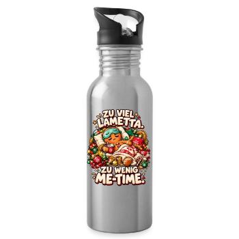 Zu viel Lametta, zu wenig Me-Time! Weihnachtsmotiv - Trinkflasche mit integriertem Trinkhalm - Lightsilver - Rechts