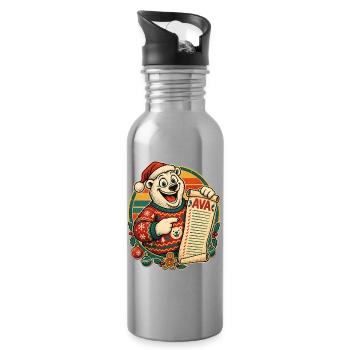 Christmas Eisbär Ava auf der Nice List - Trinkflasche mit integriertem Trinkhalm - Lightsilver - Rechts