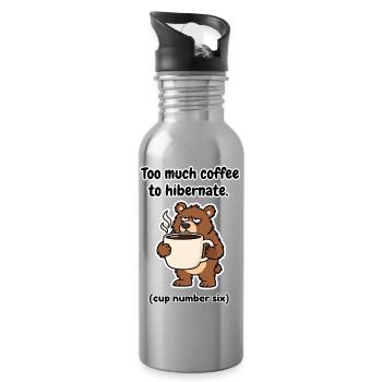 Finnischer Kaffeebär Winterschlaf - Trinkflasche mit integriertem Trinkhalm - Lightsilver - Rechts